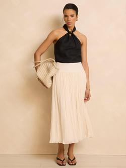 Mint Velvet Crinkle Maxi Skirt, White - view 2, White