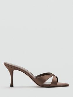 Mango Sculptural Criss Cross Heeled Sandals, Chocolate, Chocolate
