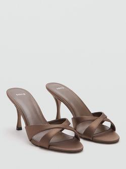 Mango Sculptural Criss Cross Heeled Sandals, Chocolate - view 2, Chocolate