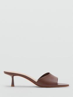 Mango Sculptural Open Toe Kitten Heel Sandals, Chocolate, Chocolate