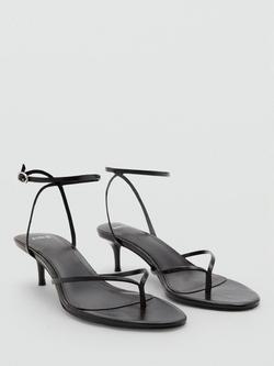 Mango Ankle Strap Kitten Heel Sandals, Chocolate - view 2, Chocolate