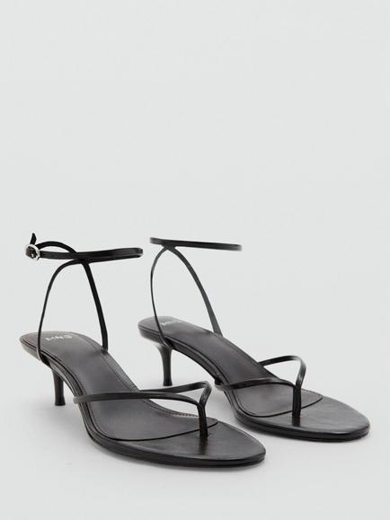 Mango Ankle Strap Kitten Heel Sandals, Chocolate - view 2, Chocolate