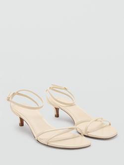 Mango Sculpted Strappy Kitten Heel Sandals, Vanilla - view 2, Vanilla