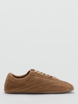 Mango Leather Signature Low Profile Trainers, Sand, Sand