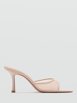 Mango Sculptural Pointed Toe Stiletto Mules, Nude, Nude