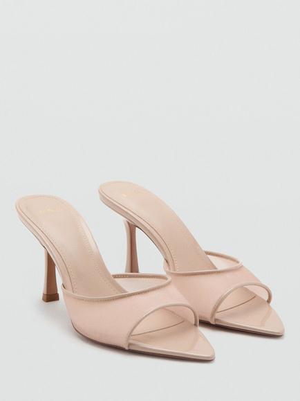 Mango Sculptural Pointed Toe Stiletto Mules, Nude - view 2, Nude