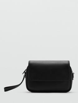 Mango Crossbody Leather Satchel Bag, Black, Black