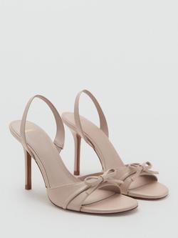 Mango Bow Detail Stiletto Heel Slingback Strappy Sandals, Nude - view 2, Nude