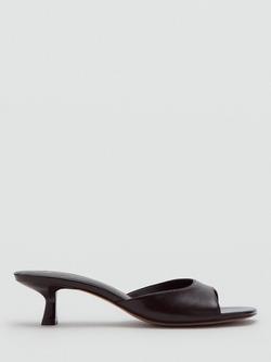 Mango Sculpted Curve Kitten Heel Sandals, Chocolate, Chocolate