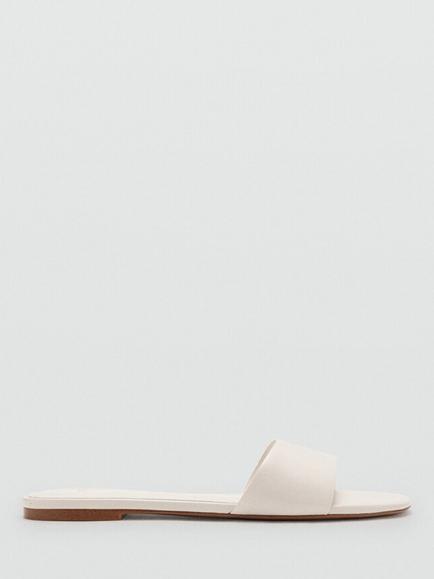 Mango Leather Slider Sandals, Raw, Raw