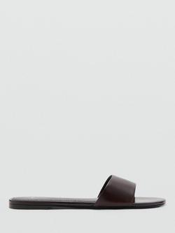 Mango Leather Slider Sandals, Chocolate, Chocolate