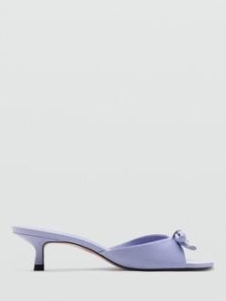 Mango Bow Detail Open Toe Sculpted Heel Mules, Lilac, Lilac