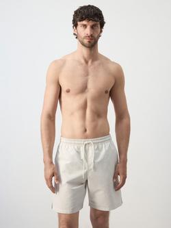 Mango Cotton Blend Swim Shorts, Beige, Beige