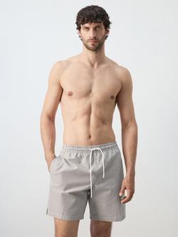 Mango Stripe Cotton Blend Swim Shorts, Khaki, Khaki