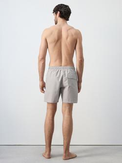 Mango Stripe Cotton Blend Swim Shorts, Khaki - view 2, Khaki