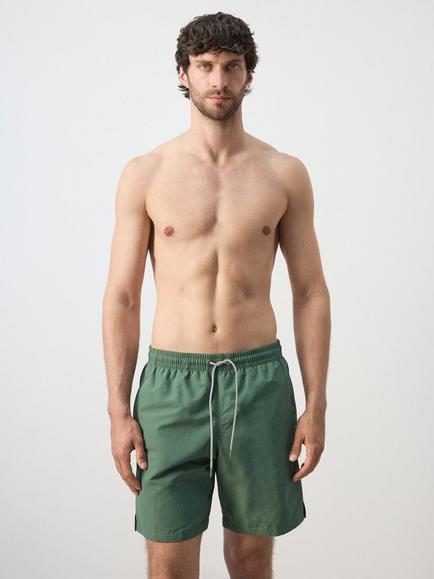 Mango Plain Swim Shorts, Khaki, Khaki