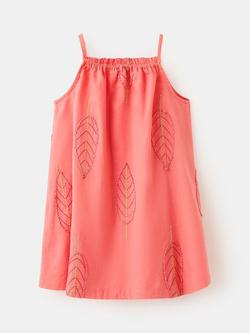 Mango Kids' Square Neck Thin Strap Tunic Dress, Coral - view 2, Coral