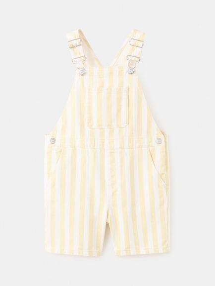 Mango Kids' Chest Pocket Denim Dungarees, Vanilla, Vanilla