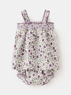 Mango Baby Smocked Square Neck Tunic Romper & Bloomers Set, Off White, Off White