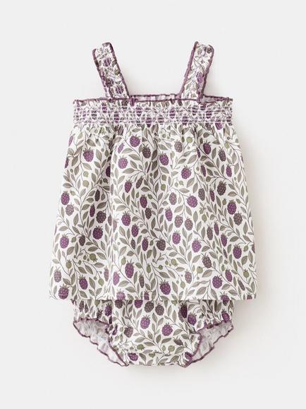Mango Baby Smocked Square Neck Tunic Romper & Bloomers Set, Off White, Off White