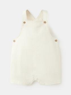 Mango Baby Square Neck Short Dungaree Romper, Off White, Off White