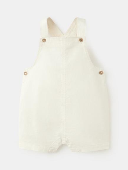 Mango Baby Square Neck Short Dungaree Romper, Off White, Off White