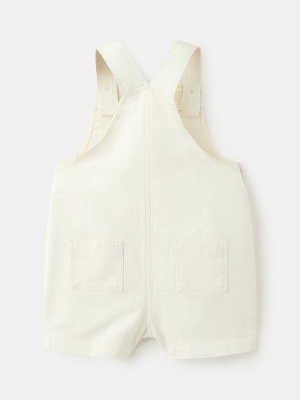 Mango Baby Square Neck Short Dungaree Romper, Off White - view 2, Off White