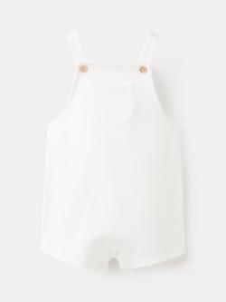 Mango Baby Square Neck Dungaree Romper, Off White, Off White