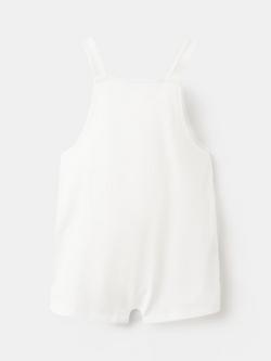 Mango Baby Square Neck Dungaree Romper, Off White - view 2, Off White