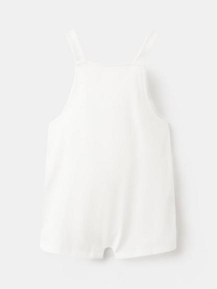 Mango Baby Square Neck Dungaree Romper, Off White - view 2, Off White