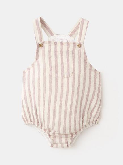 Mango Baby Square Neck Wide Strap Romper, Mauve, Mauve