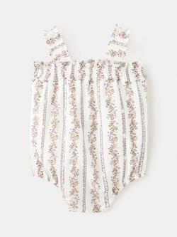 Mango Baby Square Neck Smocked Ruffle Romper, Off White - view 2, Off White