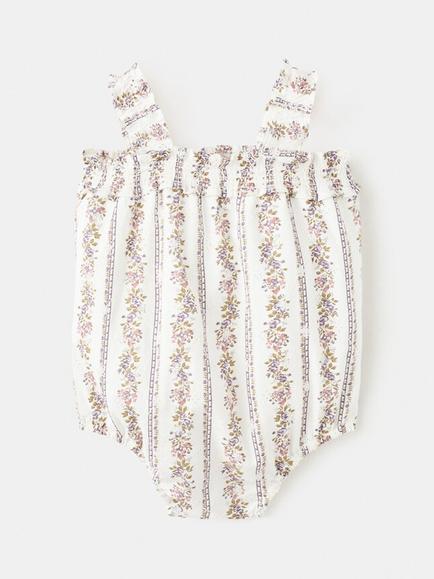 Mango Baby Square Neck Smocked Ruffle Romper, Off White - view 2, Off White