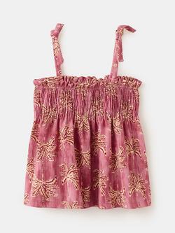 Mango Kids' Printed Smocked Cami Top, Pink, Pink