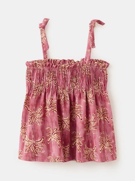 Mango Kids' Printed Smocked Cami Top, Pink, Pink