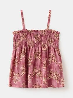 Mango Kids' Printed Smocked Cami Top, Pink - view 2, Pink