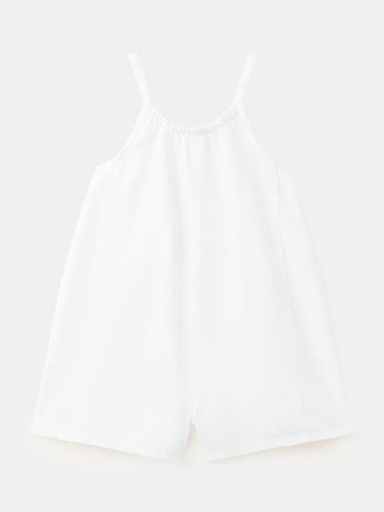Mango Kids' Sleeveless Cotton Playsuit, White, White