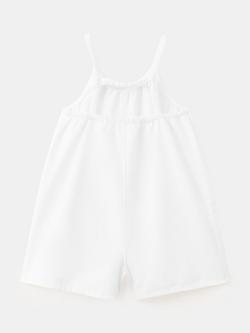 Mango Kids' Sleeveless Cotton Playsuit, White - view 2, White