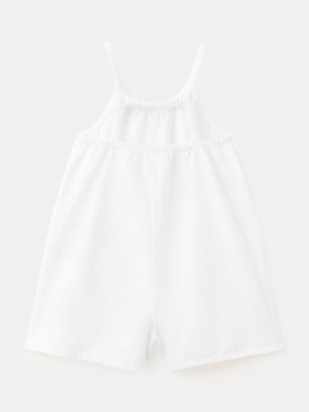 Mango Kids' Sleeveless Cotton Playsuit, White - view 2, White