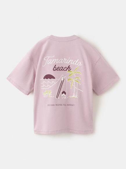 Mango Kids' Relaxed Short Sleeve Graphic Print T-Shirt, Mauve - view 2, Mauve