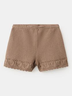 Mango Kids' Textured Knit Shorts, Brown - view 2, Brown