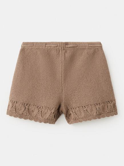 Mango Kids' Textured Knit Shorts, Brown - view 2, Brown