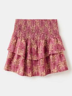 Mango Printed Smocked Tiered Skirt, Pink - view 2, Pink