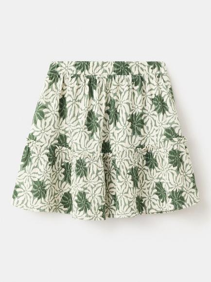 Mango Kids' Printed Textured Skirt, Green, Green