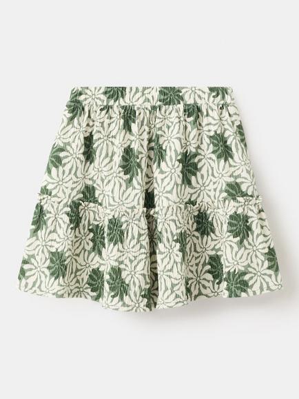 Mango Kids' Printed Textured Skirt, Green - view 2, Green