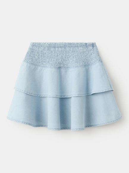 Mango Kids' High Waist Smock Skirt, Light Blue, Light Blue