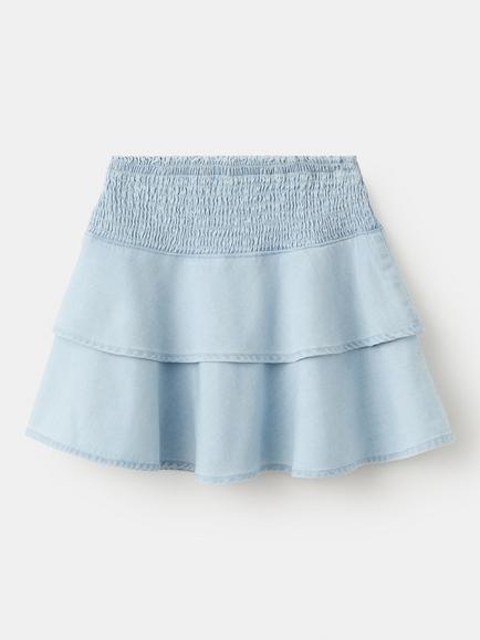 Mango Kids' High Waist Smock Skirt, Light Blue - view 2, Light Blue