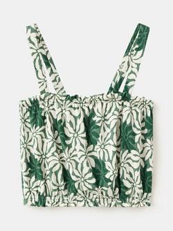 Mango Kids' Sleeveless Smock Crop Top, Green, Green