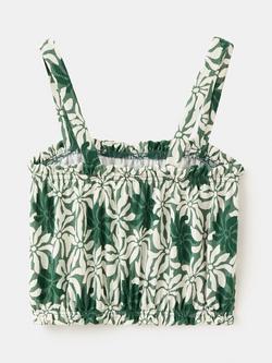 Mango Kids' Sleeveless Smock Crop Top, Green - view 2, Green