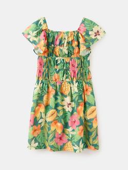 Mango Kids' Printed Short Sleeve Dress, Green - view 2, Green